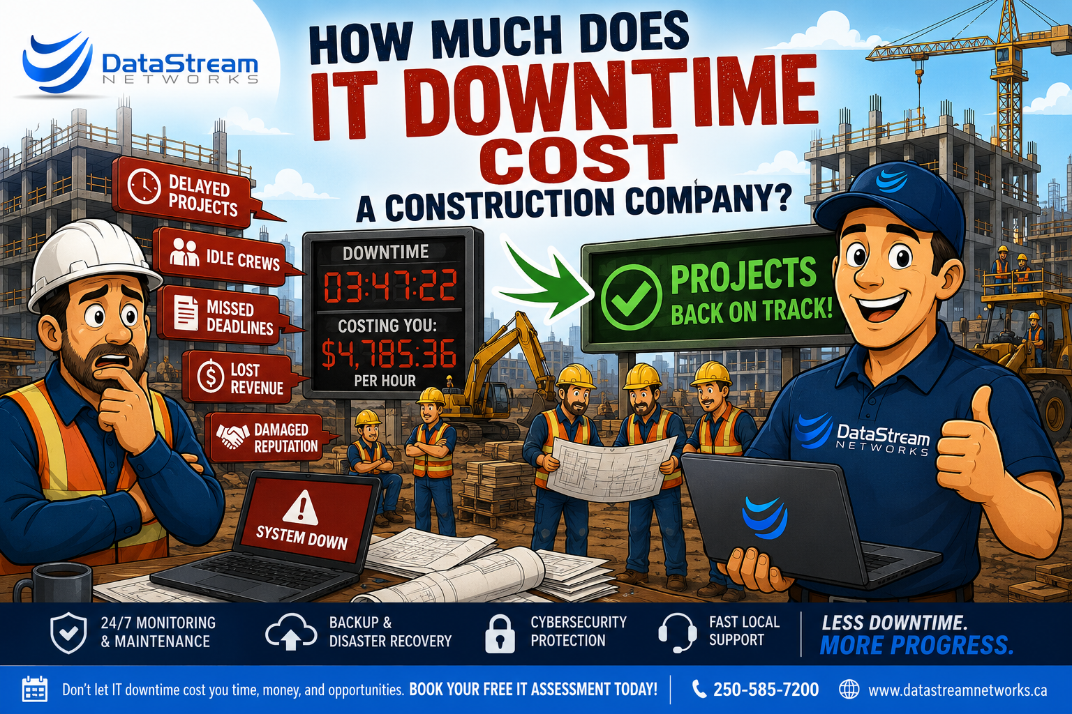 Construction IT downtime costs and DataStream Networks solutions